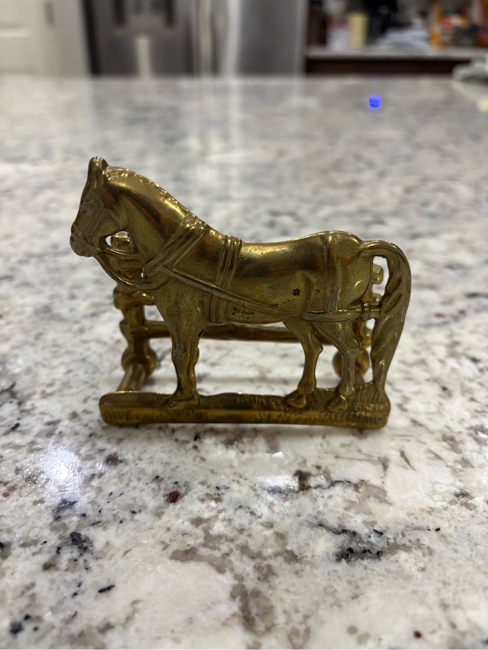 VTG Brass Horse & Fence Mail Letter Napkin Holder Equestrian Western
